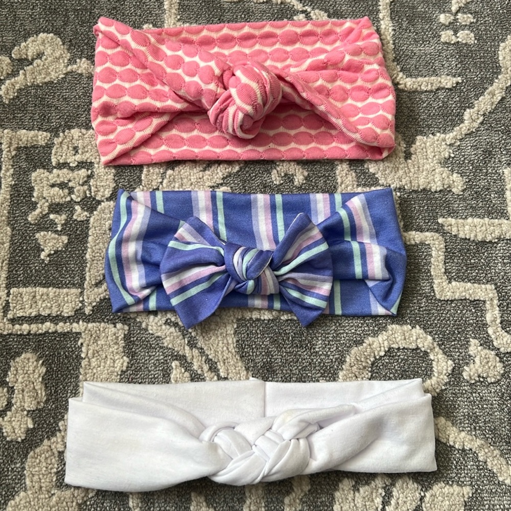 Girls fabric elastic headbands baby toddler set of 3